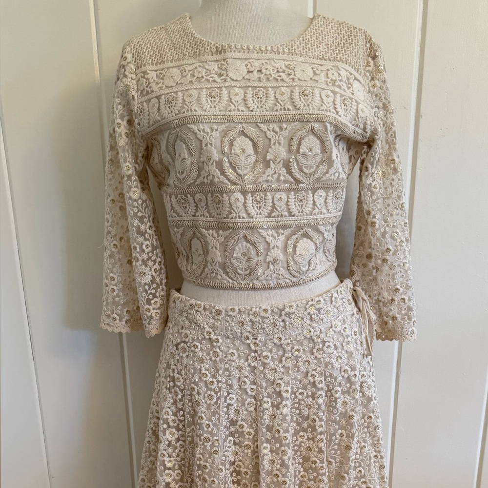 Bohemian - Lehenga Choli Cream Lace Two-skirt set - wedding dressing?
